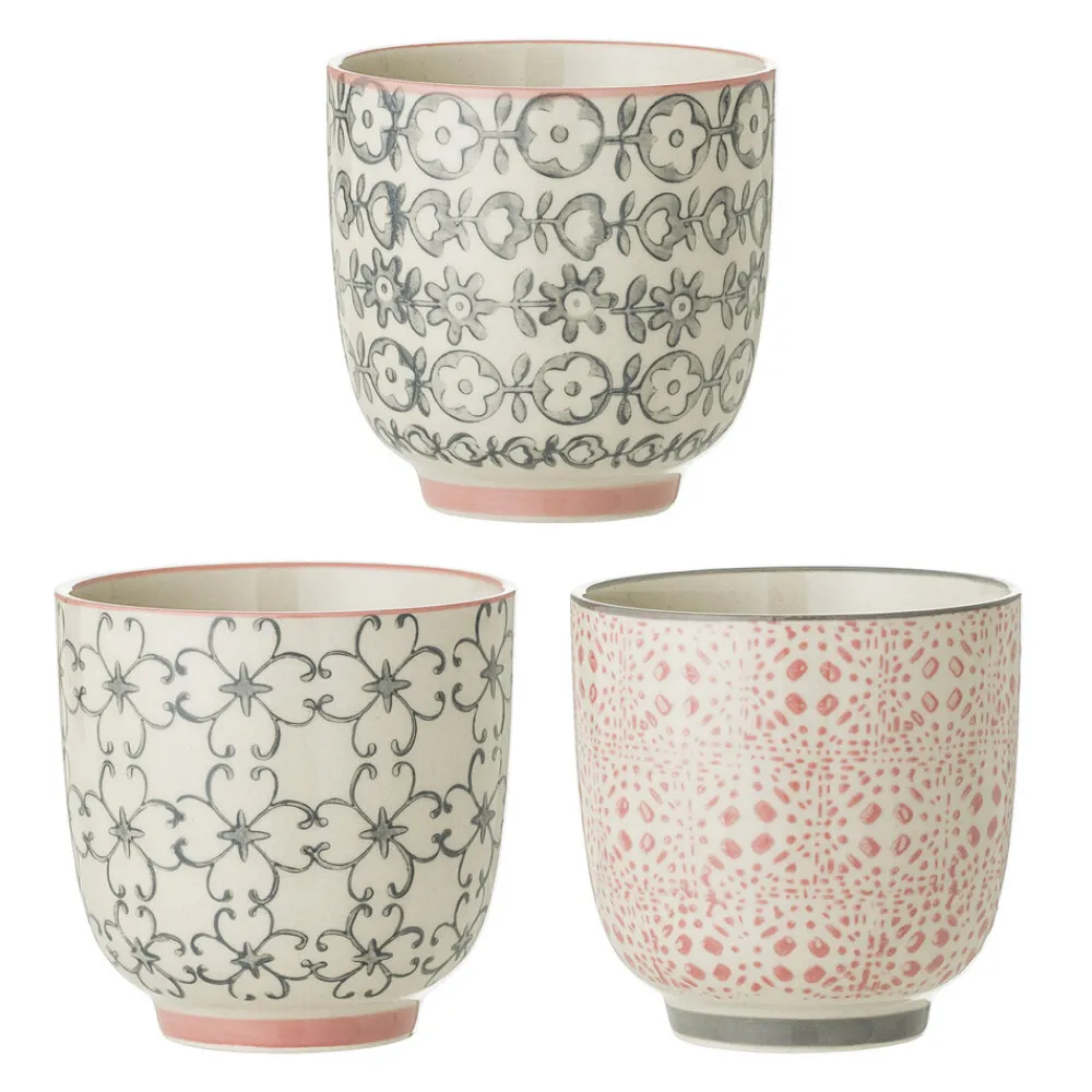 Hot Bloomingville Cécile Becher klein, Rose, Steingut 3er-Set