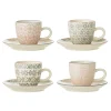 Clearance Bloomingville Cécile Espresso Cup, Rose, Steingut 4er-Set
