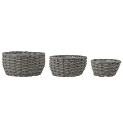 Discount Bloomingville Fioria Blumentopf 3er, Grau, Polyrattan
