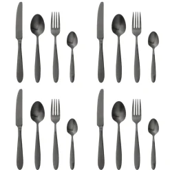 Sale Bloomingville Frea Besteck Set Schwarz, 16-teilig, Edelstahl