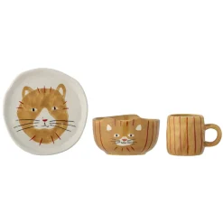 Hot Bloomingville Kittie Kinder Geschirr-Set, Steingut