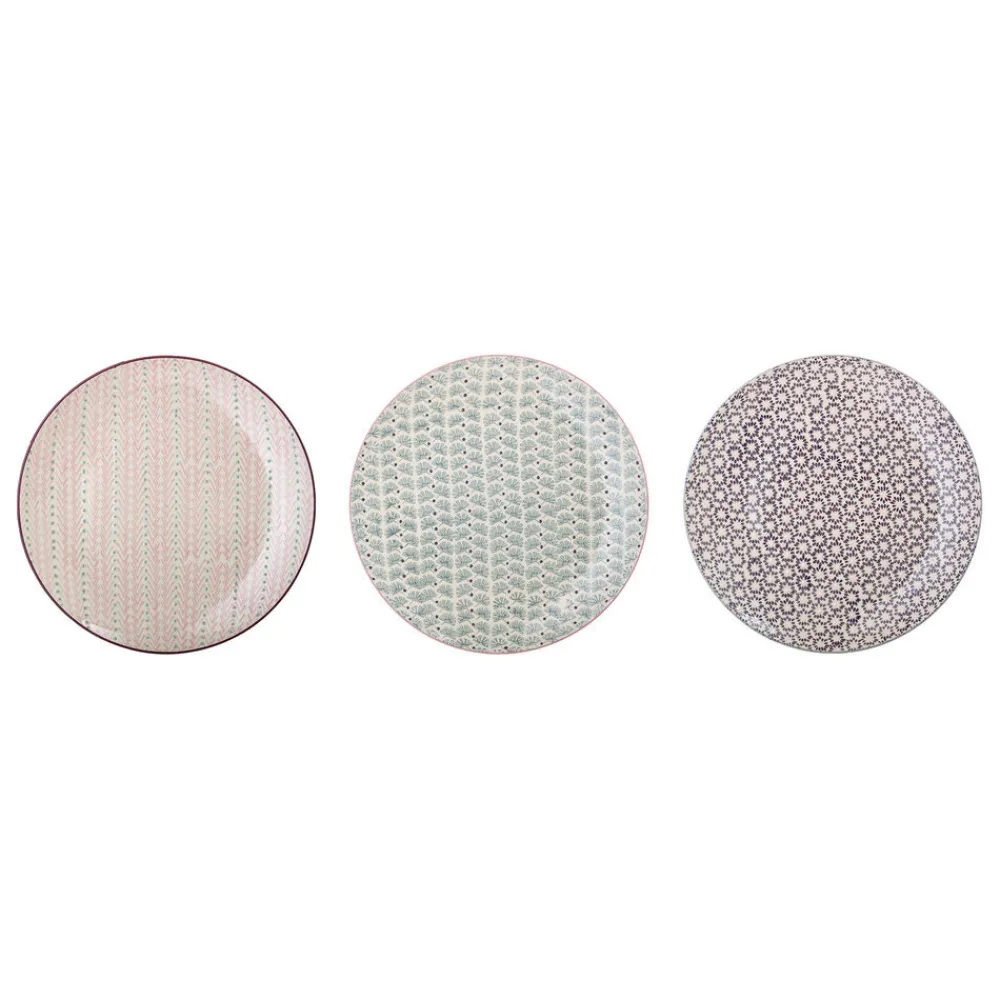 New Bloomingville Maya Teller groß, Violett, Steingut 3er-Set