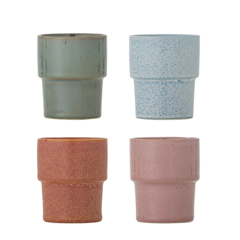 New Bloomingville Stapelbarer Steingut Becher Ewan 4er-Set