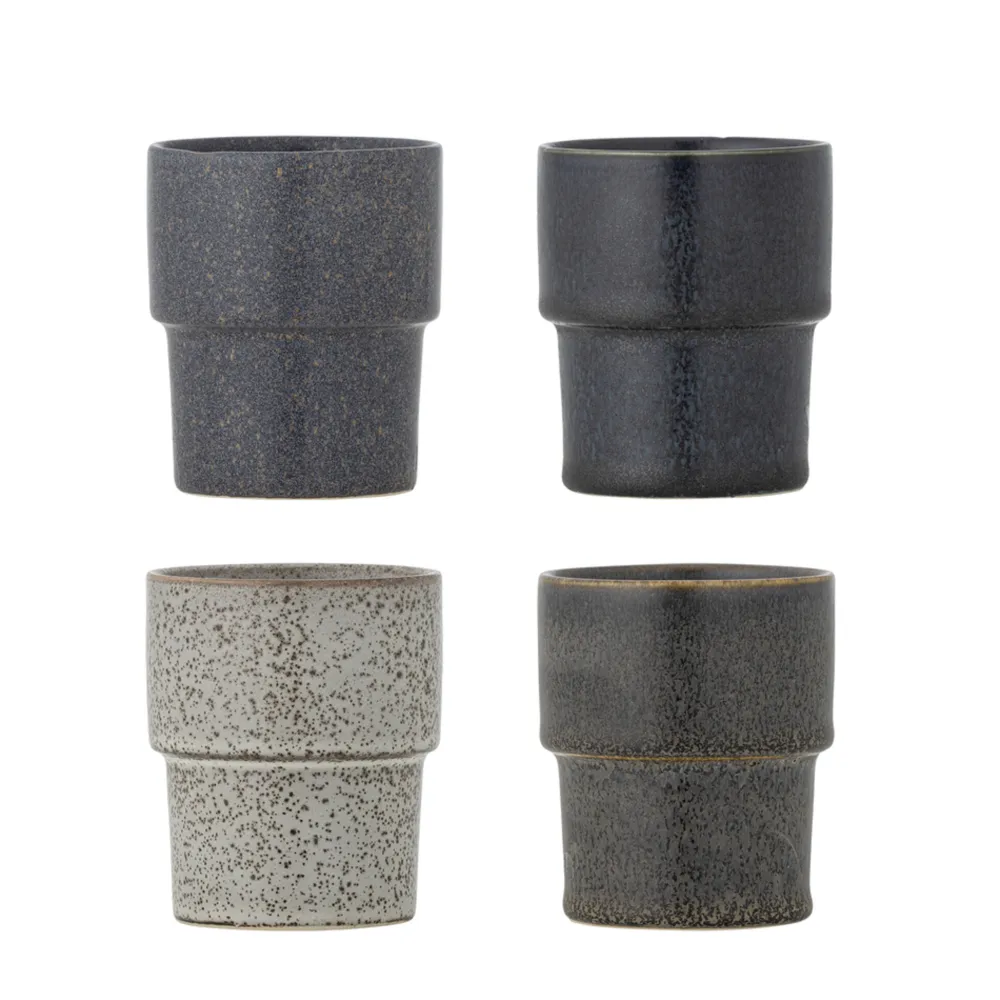 New Bloomingville Stapelbarer Steingut Becher Ewan 4er-Set