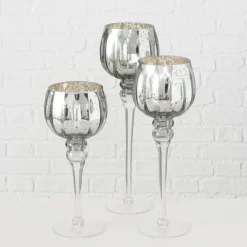 Boltze 3er Set Windlicht Manou silber