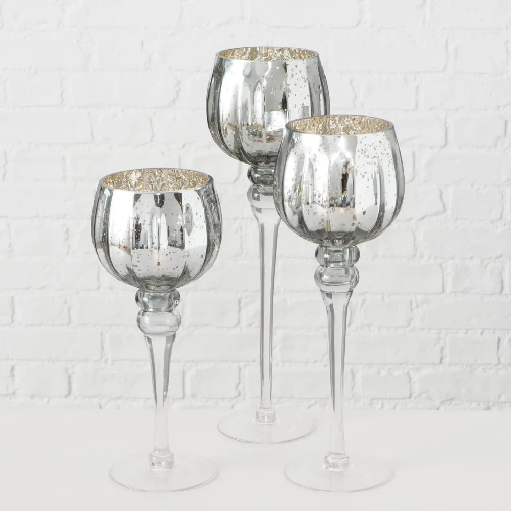 Boltze 3er Set Windlicht Manou silber