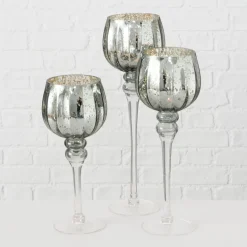 Boltze 3er Set Windlicht Manou silber