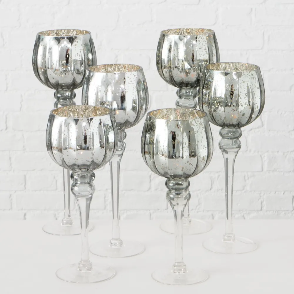 Boltze 3er Set Windlicht Manou silber