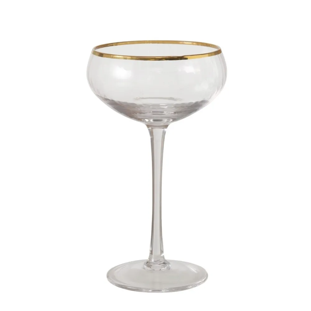 Clearance Boltze Sektglas Sofia flach, mit Goldrand