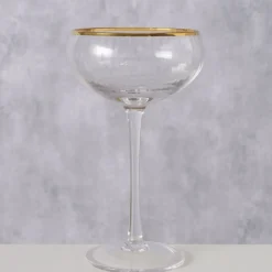 Clearance Boltze Sektglas Sofia flach, mit Goldrand