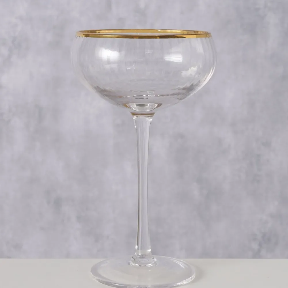 Clearance Boltze Sektglas Sofia flach, mit Goldrand