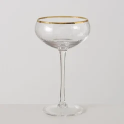 Clearance Boltze Sektglas Sofia flach, mit Goldrand