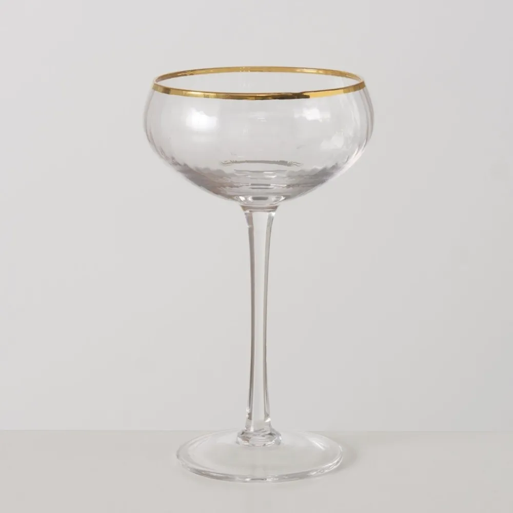 Clearance Boltze Sektglas Sofia flach, mit Goldrand