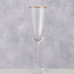 New Boltze Sektglas Sofia lang mit Goldrand
