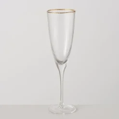 New Boltze Sektglas Sofia lang mit Goldrand