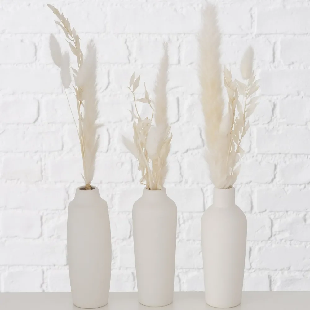Online Boltze Vase Bianca mit Samtgras 3er