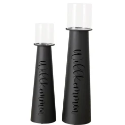 Hot Boltze Windlicht Willkommen aus Eisen, 2er Set