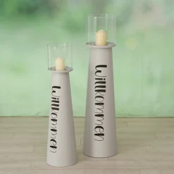 Hot Boltze Windlicht Willkommen aus Eisen, 2er Set