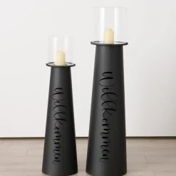 Hot Boltze Windlicht Willkommen aus Eisen, 2er Set