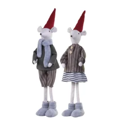 Discount Chic Antique 2 Weihnachtsmäuse stehend