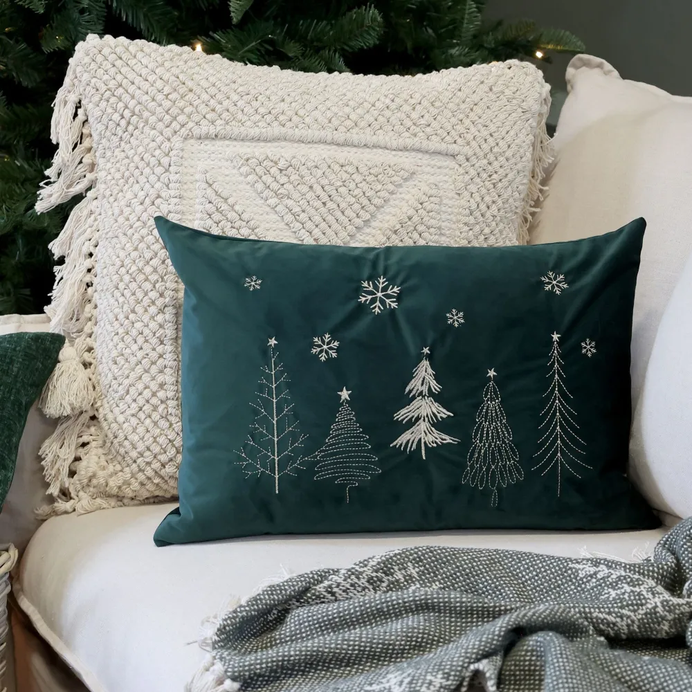 Outlet Chic Antique Aix Kissebezug mit Weihnachtsbäumen
