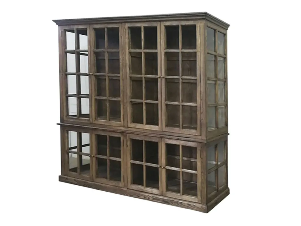 Chic Antique antiker Vitrinenschrank Marseille 8 Türen