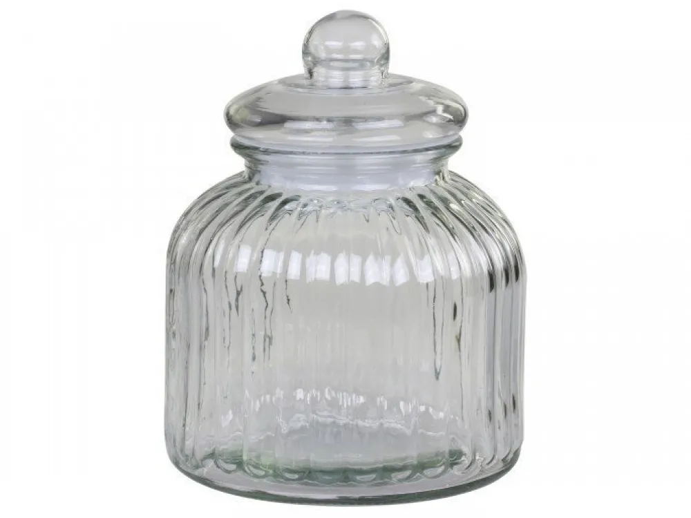 Best Chic Antique Aufbewahrungsglas mit Rillen und Glasdeckel
