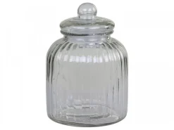 Best Chic Antique Aufbewahrungsglas mit Rillen und Glasdeckel