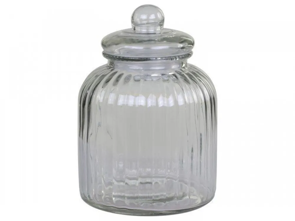 Best Chic Antique Aufbewahrungsglas mit Rillen und Glasdeckel