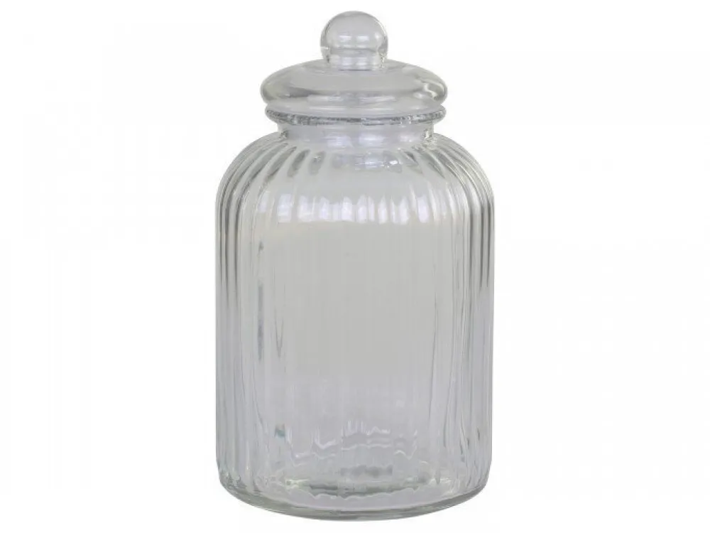 Best Chic Antique Aufbewahrungsglas mit Rillen und Glasdeckel
