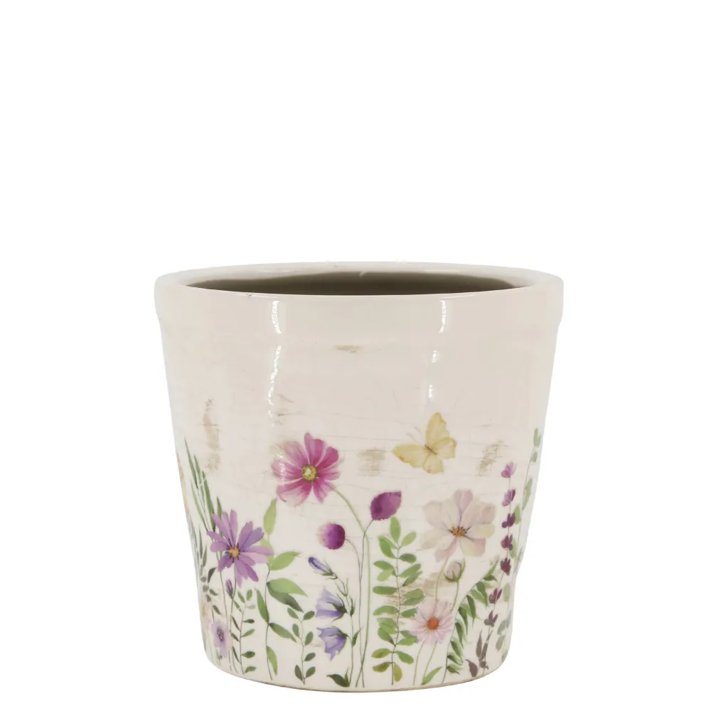 Hot Chic Antique Avignon Blumentopf mit Blumenmotiv