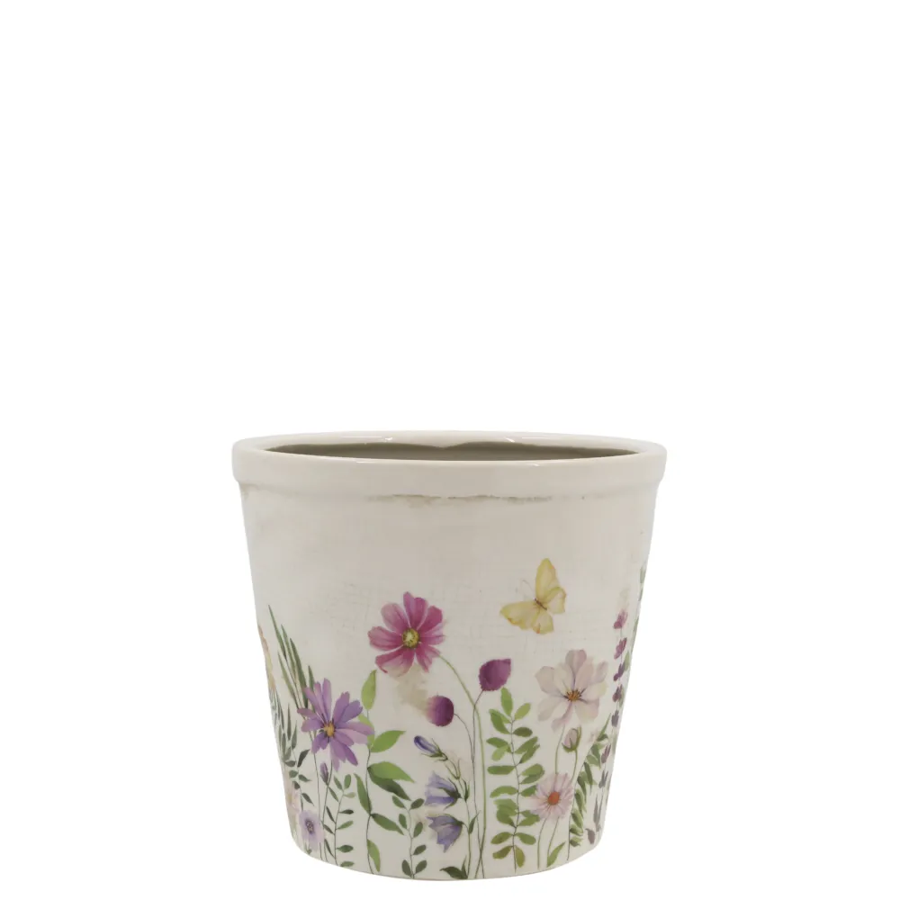 Hot Chic Antique Avignon Blumentopf mit Blumenmotiv