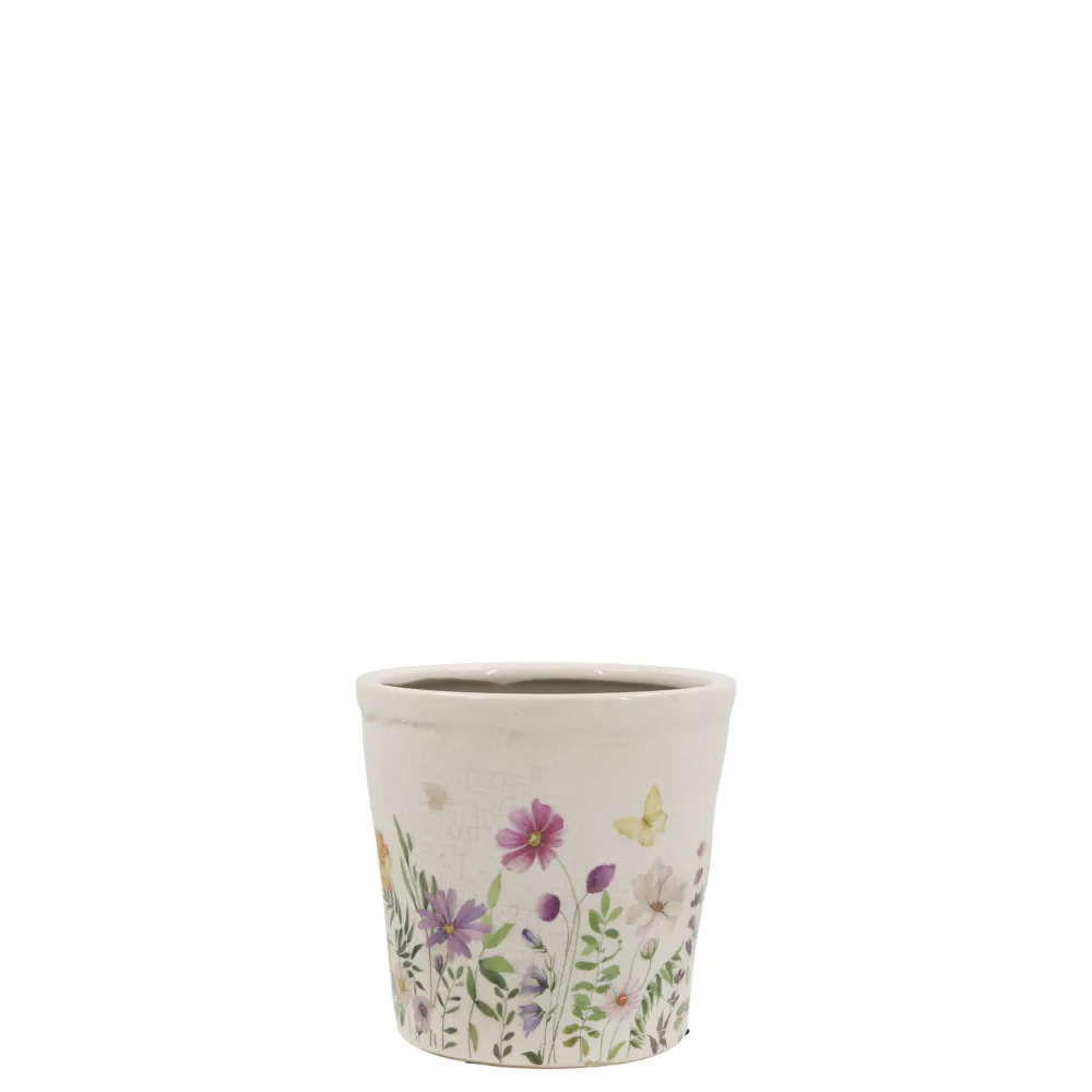 Hot Chic Antique Avignon Blumentopf mit Blumenmotiv