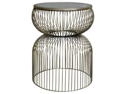 Online Chic Antique Beistelltisch mit Glasplatte mit Messing Finish