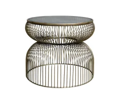 Online Chic Antique Beistelltisch mit Glasplatte mit Messing Finish
