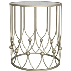 Outlet Chic Antique Beistelltisch mit Runder Glasplatte
