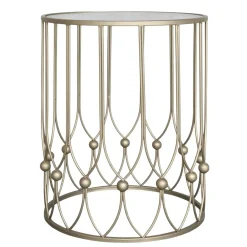 Outlet Chic Antique Beistelltisch mit Runder Glasplatte