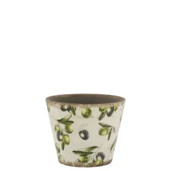 Outlet Chic Antique Übertopf Olive mit Olivenmuster