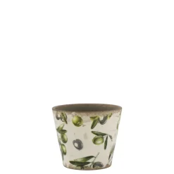 Outlet Chic Antique Übertopf Olive mit Olivenmuster