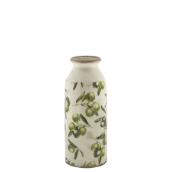 Online Chic Antique Deko Flasche Olive mit Olivenmuster