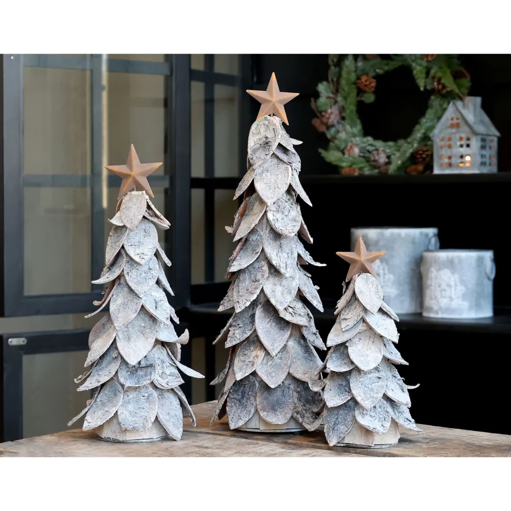 Outlet Chic Antique Deko Weihnachtsbaum aus Birkenrinde mit Stern