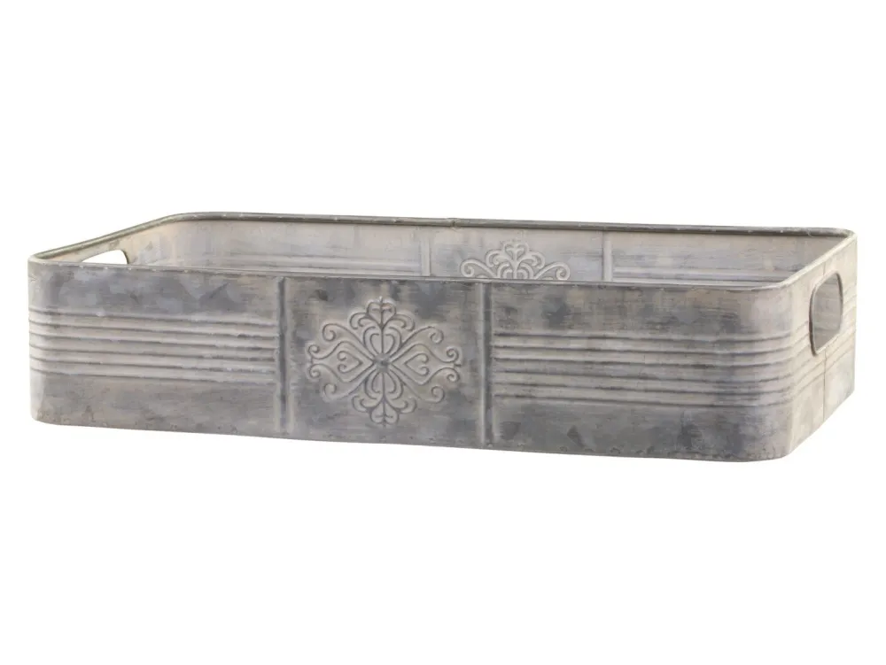 Outlet Chic Antique Dekotablett mit Verzierungen und Henkel