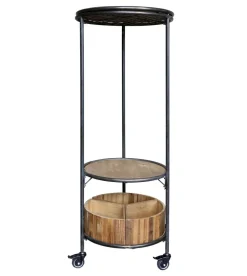 Online Chic Antique Display auf Rädern mit 3 Regalen und 3 Holzkisten