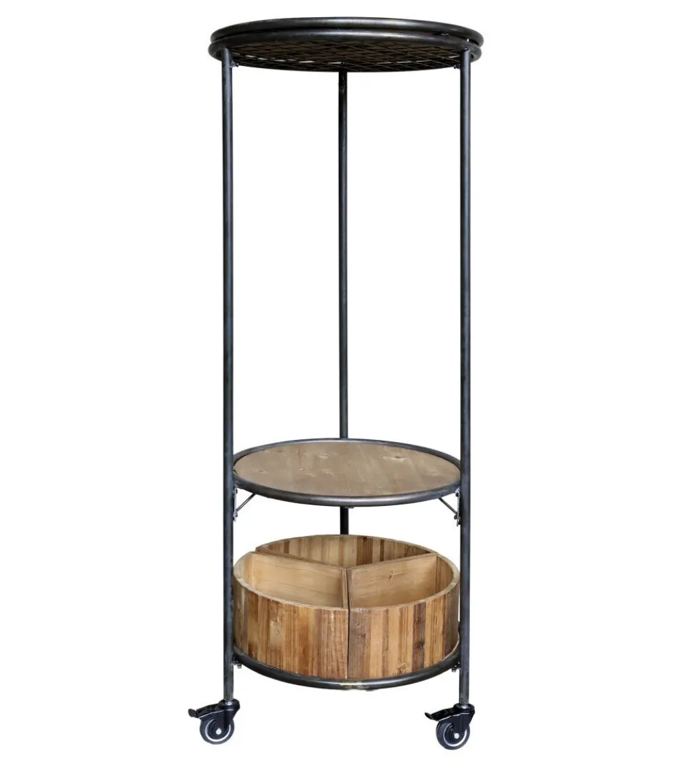 Online Chic Antique Display auf Rädern mit 3 Regalen und 3 Holzkisten