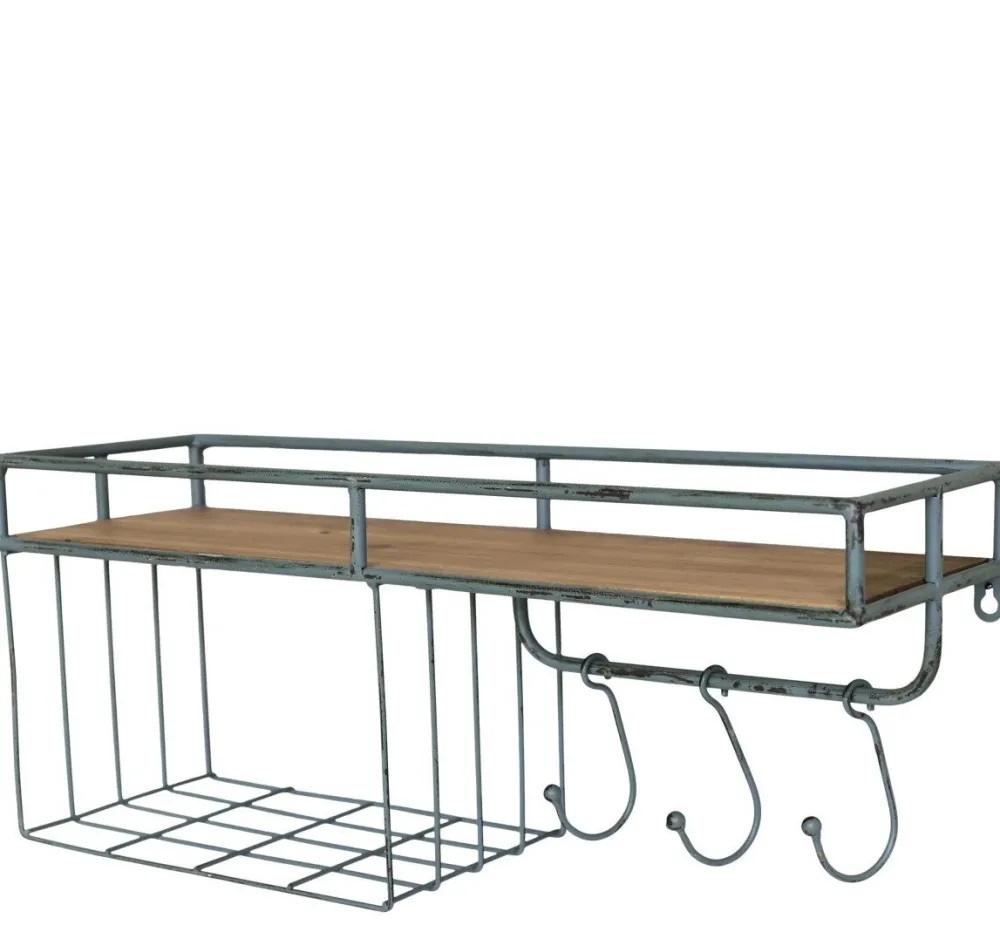Outlet Chic Antique Eisen Regalbrett mit Haken