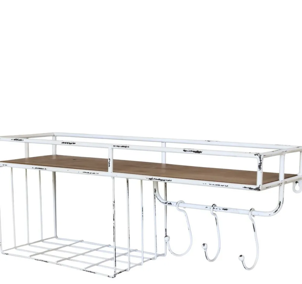Outlet Chic Antique Eisen Regalbrett mit Haken