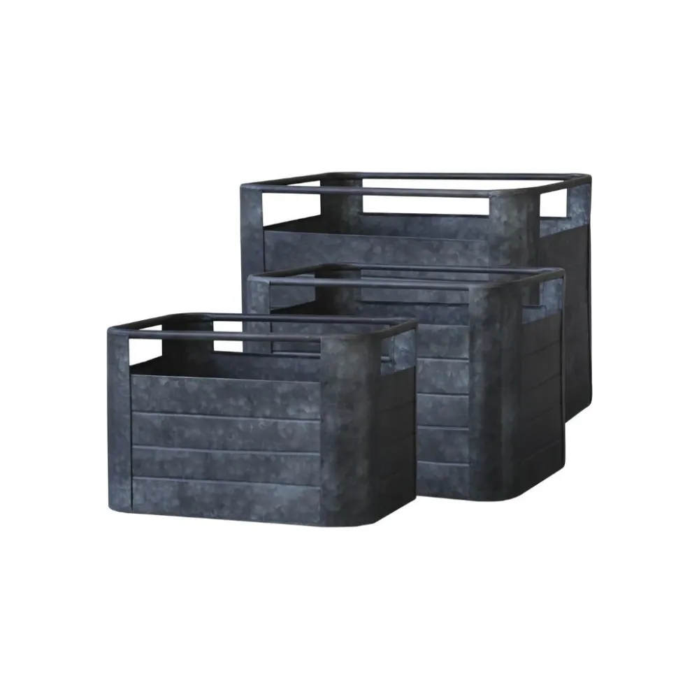 New Chic Antique 3er Set Eisenkiste mit Handgriff