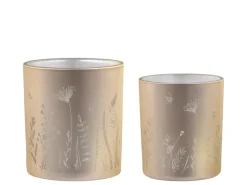 Online Chic Antique 2er Set Teelichthalter mit Blumen