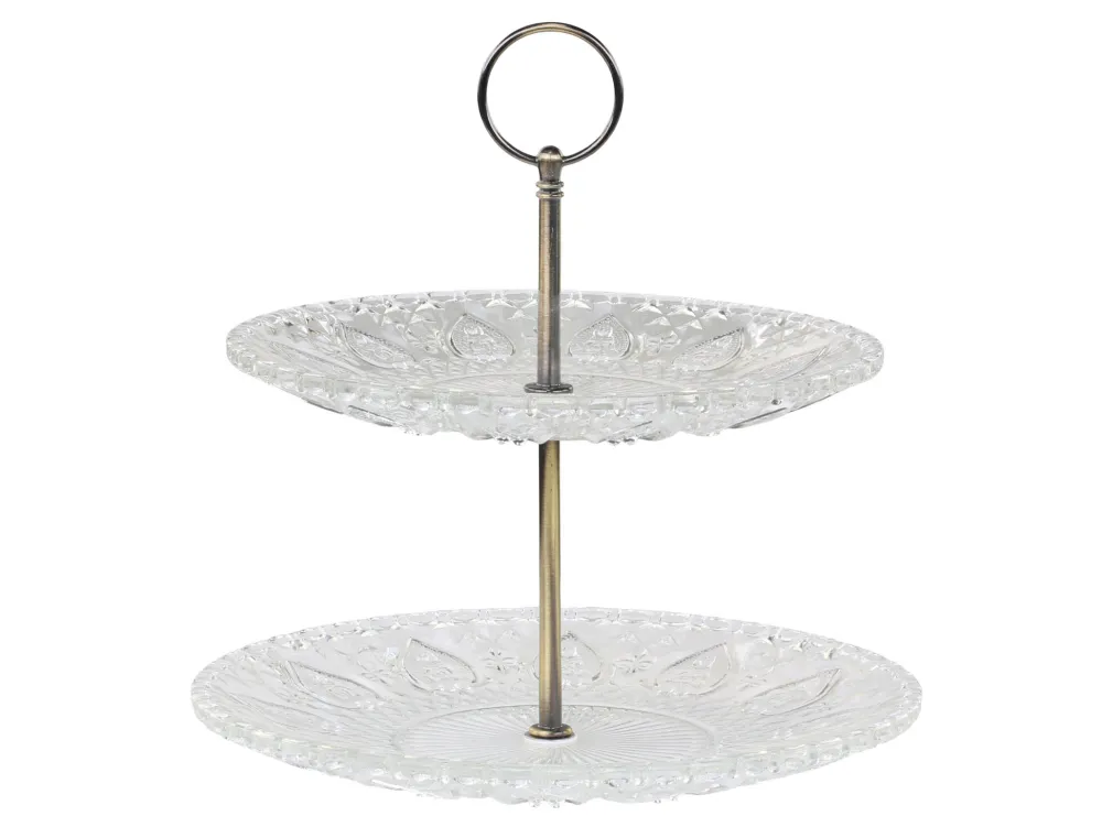 New Chic Antique Etagere mit 2 Glastellern