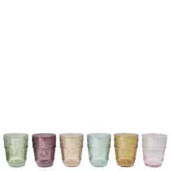 Online Chic Antique Farbige Trinkgläser Saint-Émilion mit Muster 6er-Set